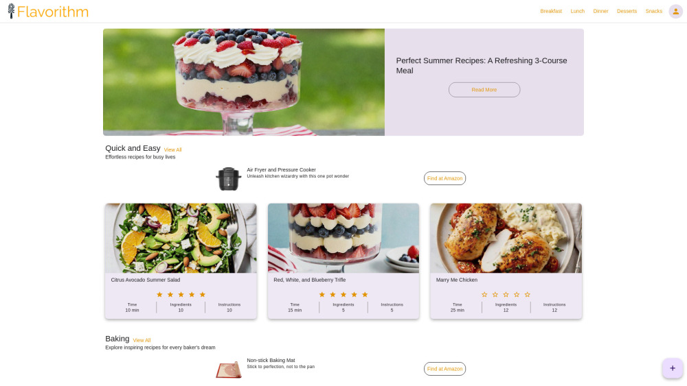 Flavorithm: AI-Powered Personalized Recipe Platform | Unique Dishes