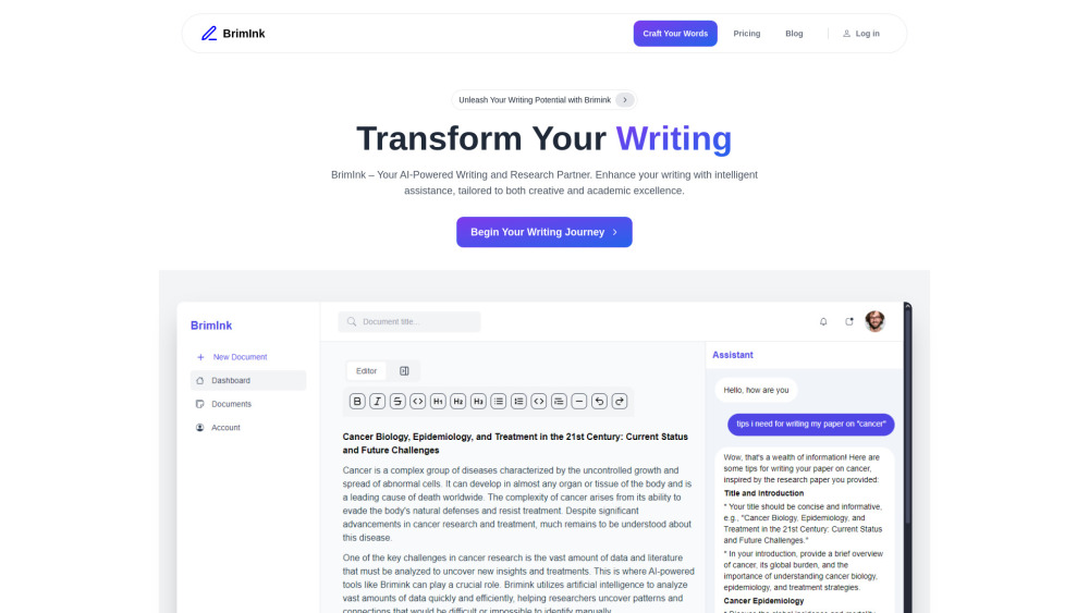 Brimink: AI Writing Assistant for Enhanced Academic Productivity