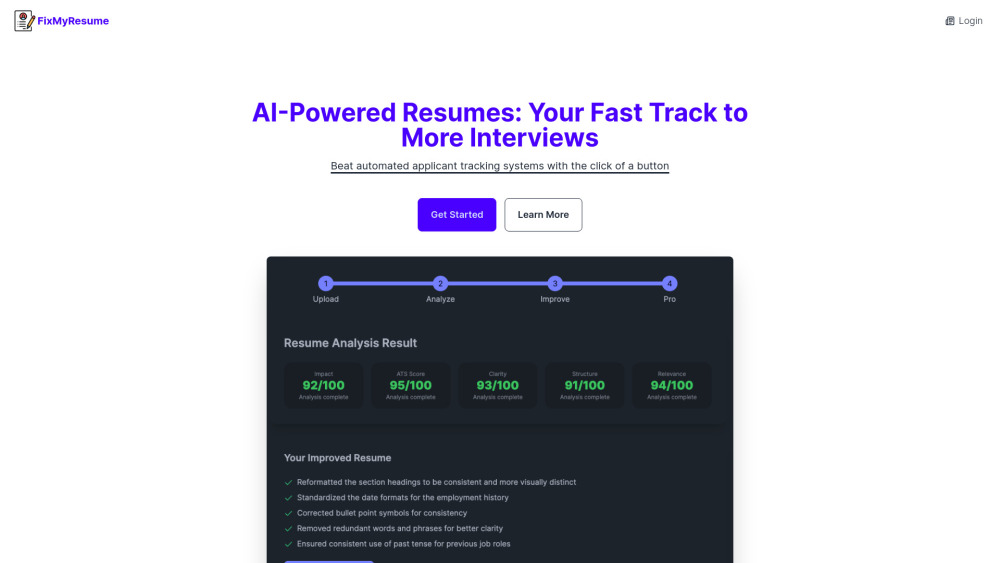 FixMyResume AI: AI-Powered Resume Boost for Job Success