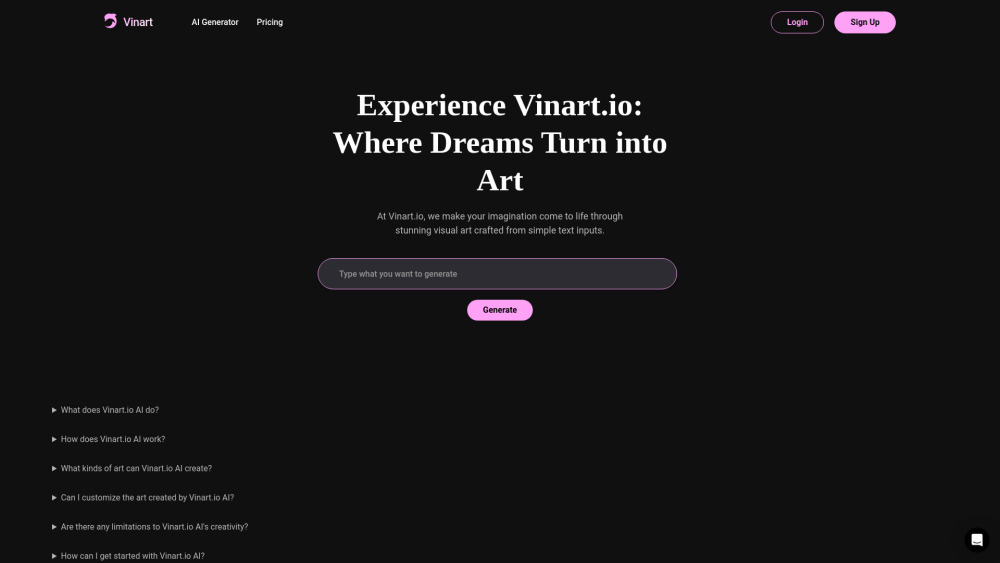 Vinart.io AI: Create Stunning Images with Advanced AI Generator Tools