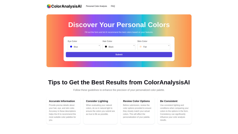 ColorAnalysisAI: Personalized AI Color Palettes for Your Unique Features