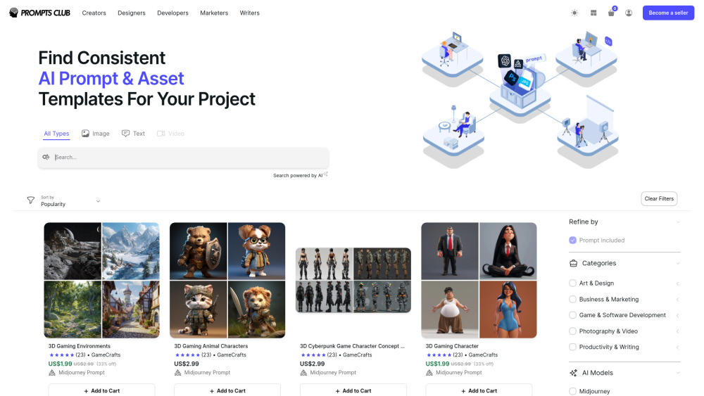 Prompts Club: AI Prompts & Asset Marketplace for Creators