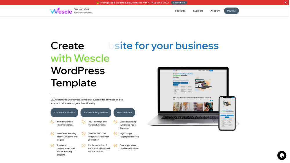 Wescle - AI SEO WordPress Template: AI-Powered, Optimized Solutions