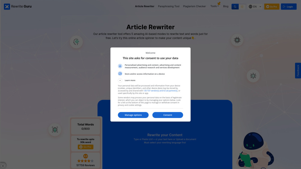 RewriteGuru: AI Text Rewriting Tool – Free, Online & Effortless