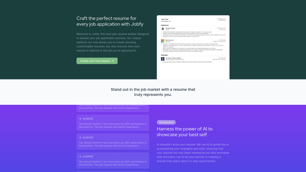 Jobfy: AI-Enhanced Resume Builder for Tailored Job Applications