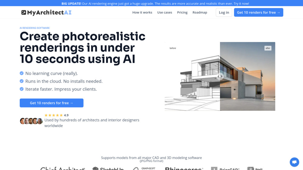 MyArchitectAI: AI Software for Instant Photorealistic Architecture Renders