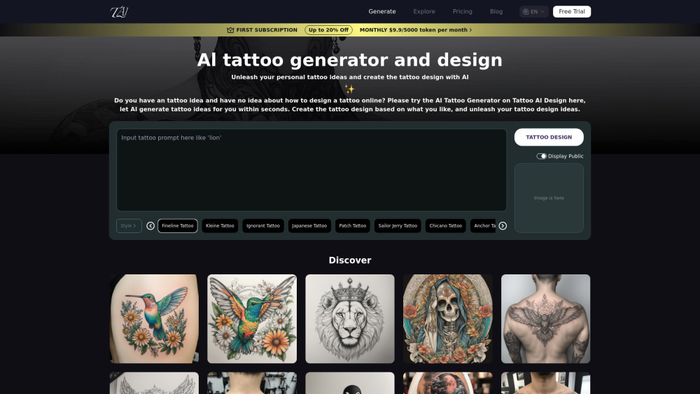 Tattoo AI Design: Powerful Tattoo Generator & Design Tool with AI