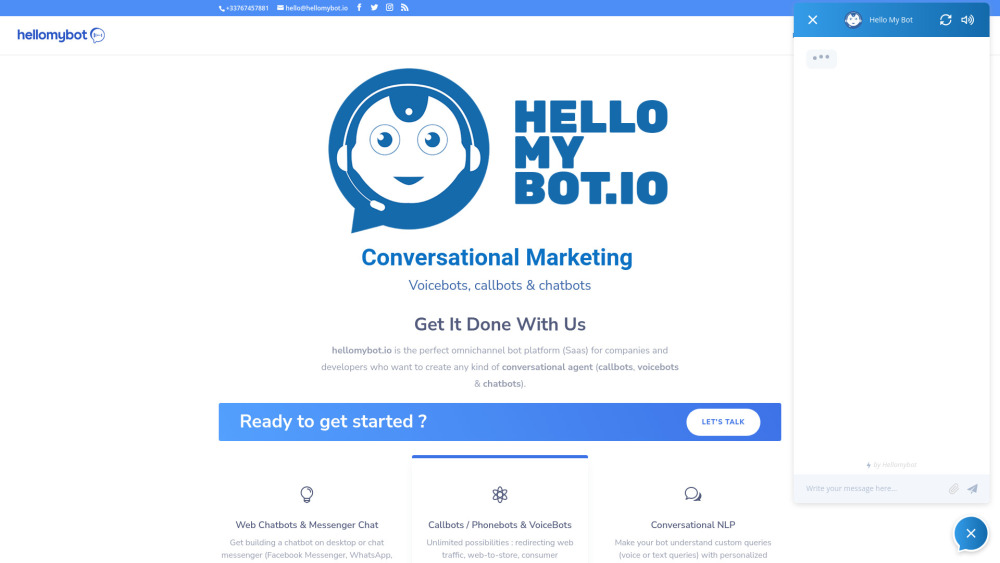 hellomybot.io : Conversational Agents for Callbots, Voicebots, Chatbots