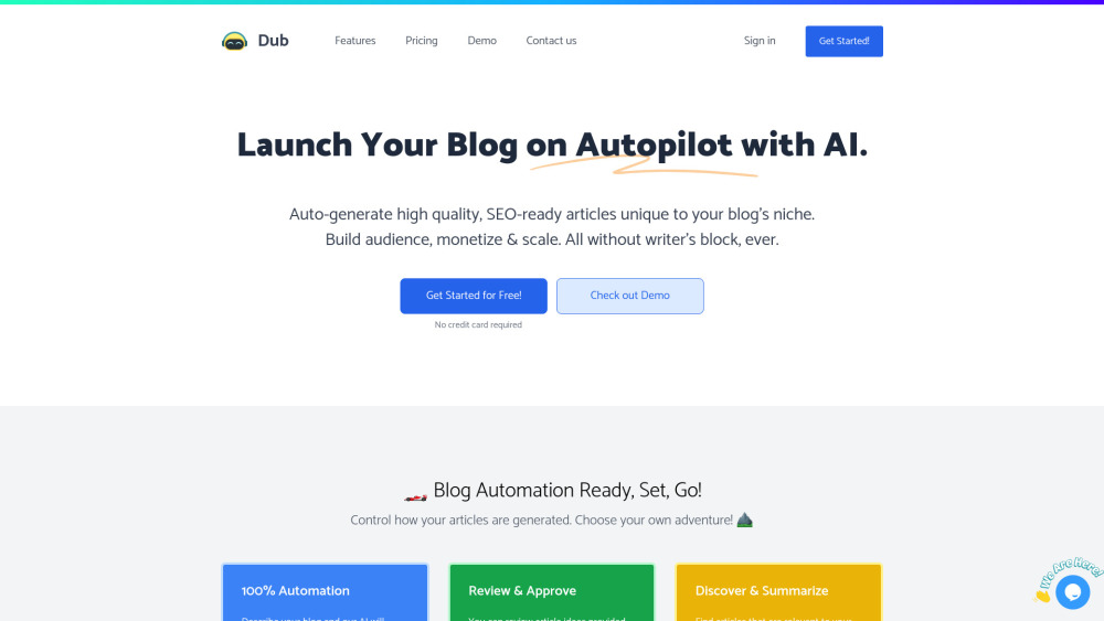 Dub: AI Blog Automation Tool - Effortless Content Creation Powered by AI