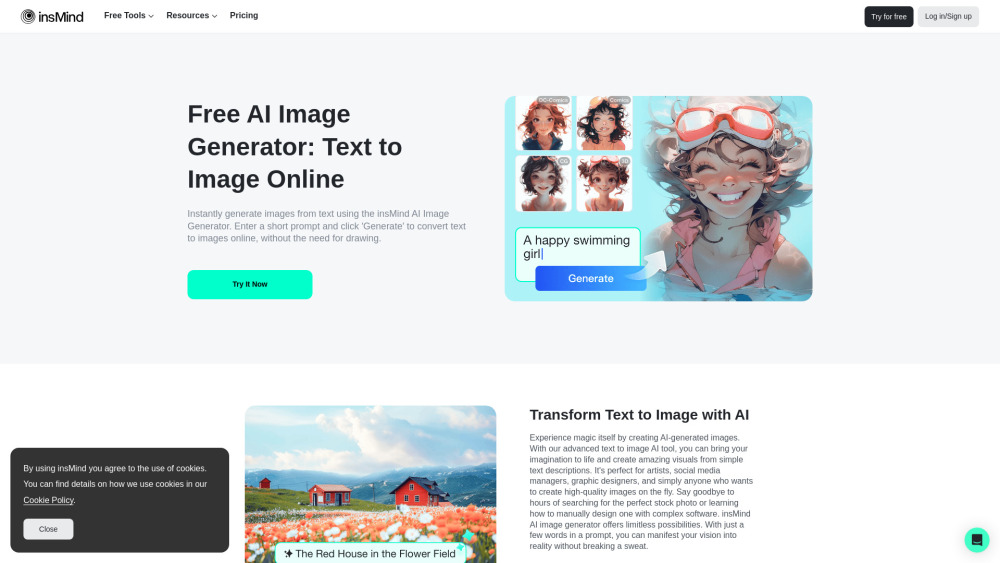 insMind AI Image Generator: Free, Fast Text-to-Image in 2 Seconds