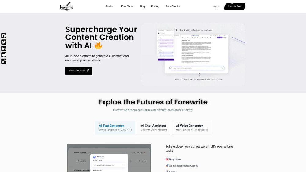 **Forewrite: AI Content Creation Platform for Blogs & Websites**