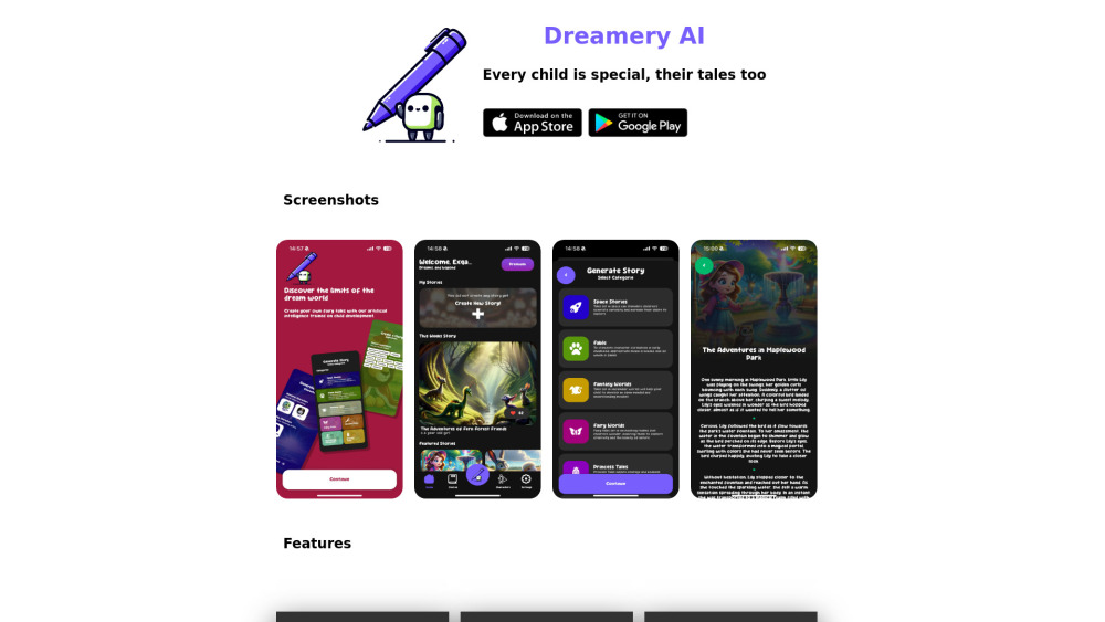 Dreamery AI: Personalized Stories & Illustrations with AI Model