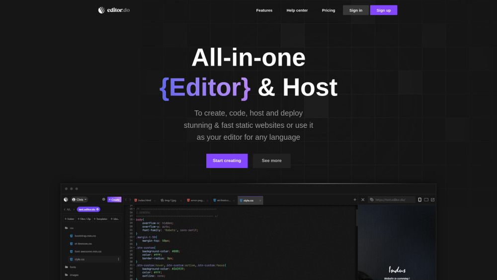 **Editor.do : All-in-One Online IDE for Coding & Website Hosting**