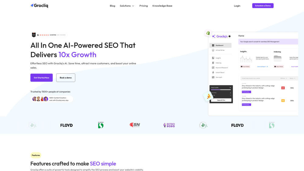 Grocliq: AI-Powered SEO Co-Pilot Boosts SERP Ranking Effectively