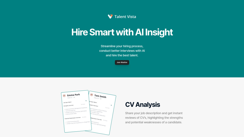 TalentVista: AI Hiring Tool for Streamlined Recruitment Solutions