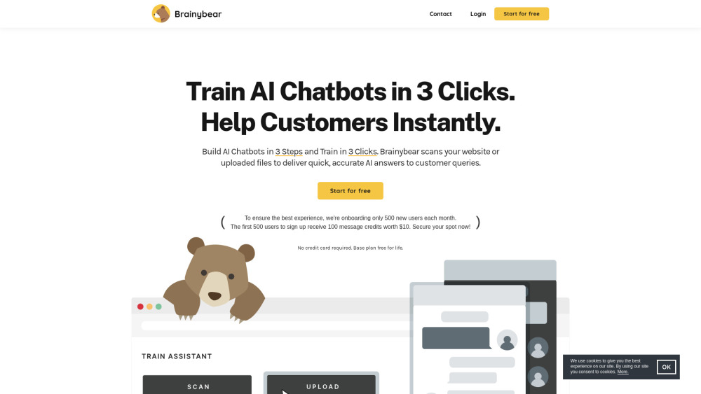 **BrainyBear AI Chatbots: Easy Creation & Training AI Chatbot Platform**