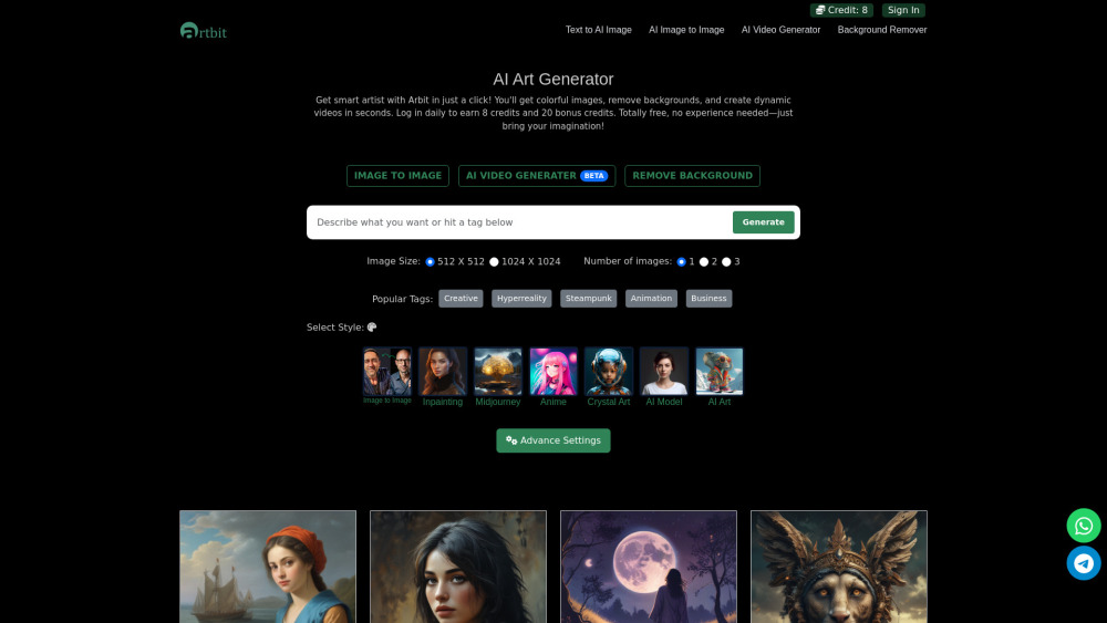 Artbit AI Art Generator: Innovative AI Platform for Creative Visuals