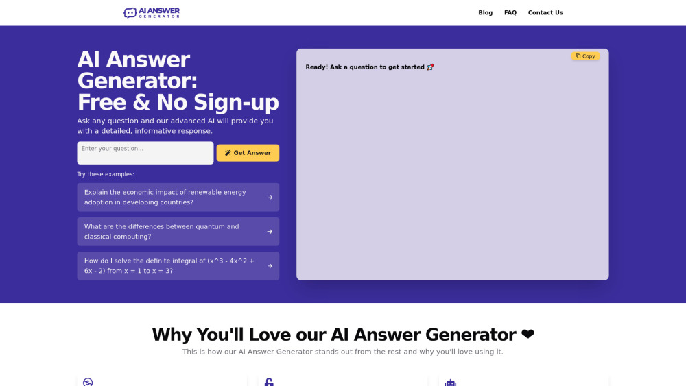 AI Answer Generator: Instant Free Detailed Answers AI-Powered Tool