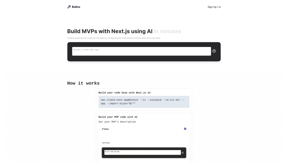 Builco: AI-powered MVP Builder with Next.js - Build Fast & Efficient