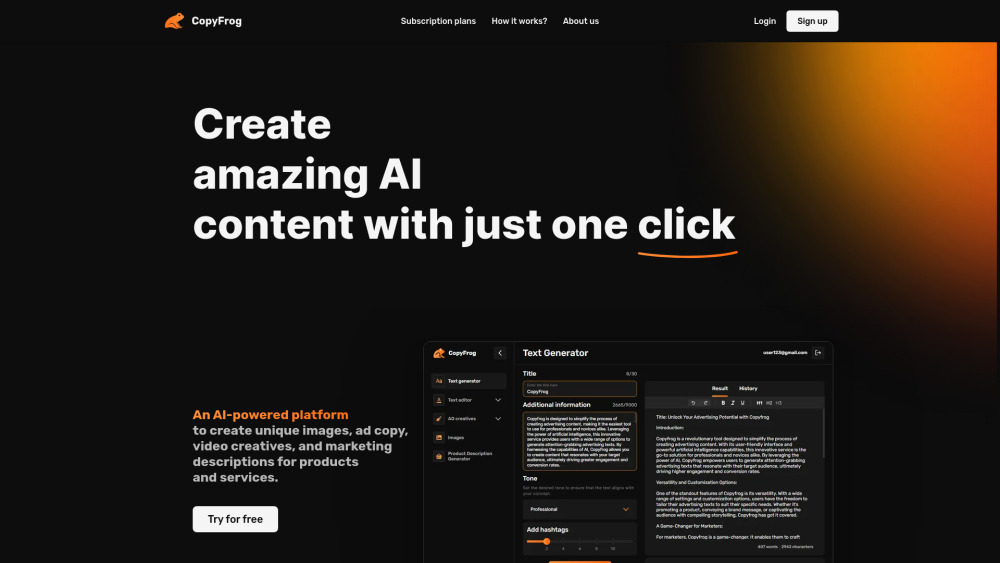 CopyFrog AI: AI-Powered Content Creation Platform for Quality Writing