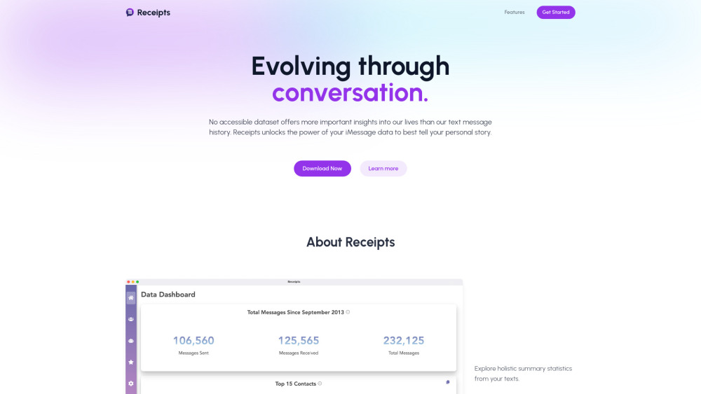 Receipts: Analyze Text Messages for In-Depth Relationship Insights