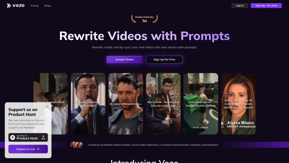 **Vozo - AI Video Generator: Transform Videos with AI Precision**