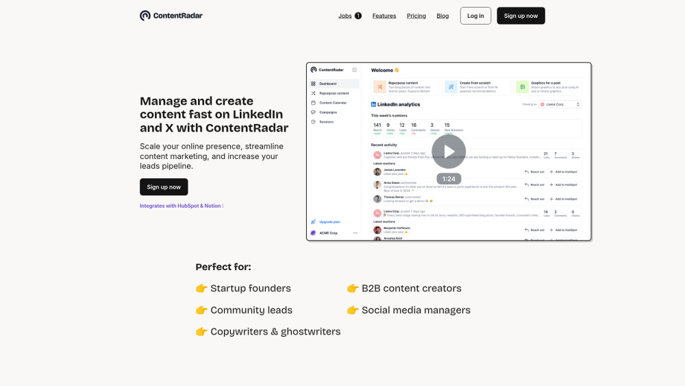 ContentRadar: AI-Powered Content Management for LinkedIn & X Users