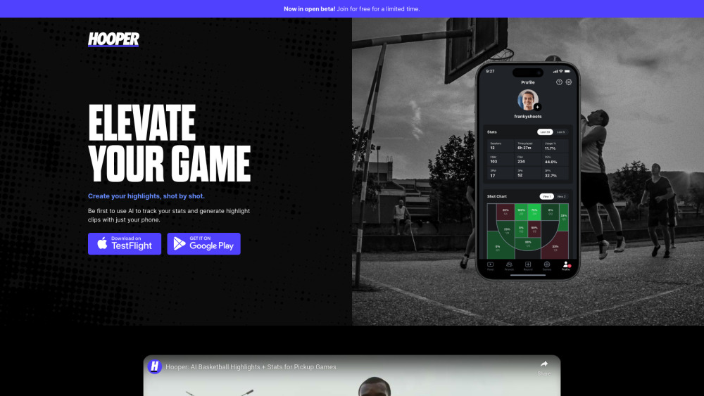 Hooper AI Stats & Highlights: AI Basketball Stats & Highlights Platform