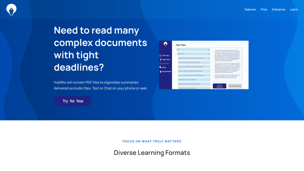 HubWis: Convert PDFs to Summaries in Multiple Formats Effortlessly