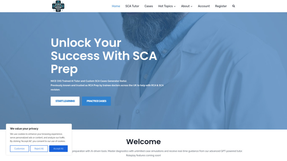 SCA Prep AI Tutor: Medical Exam Preparation with AI Guidance