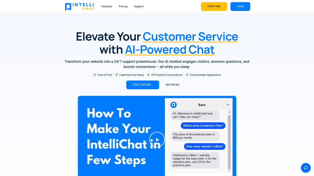 IntelliChat: AI Customer Support Chatbot for Websites | Boost Engagement