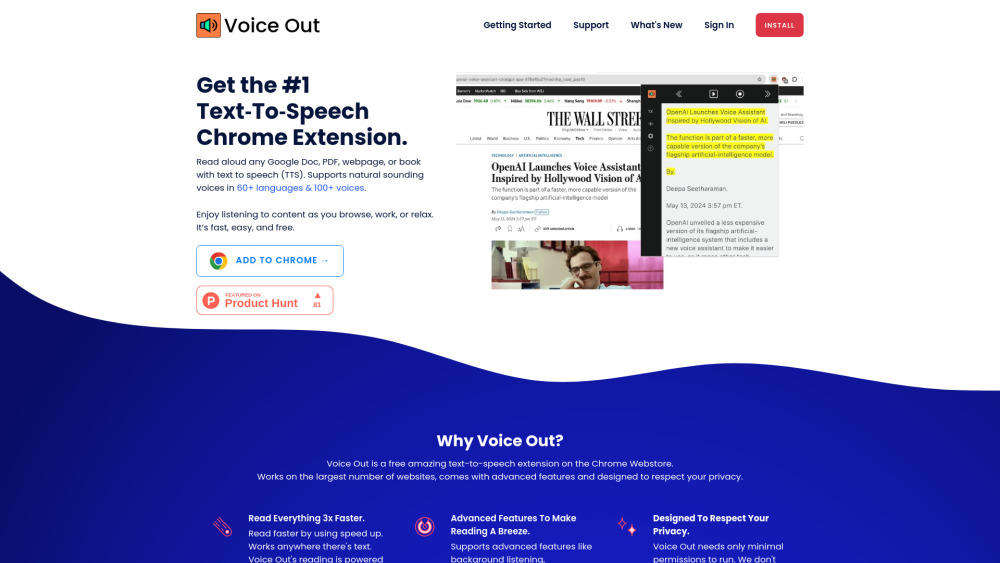 Voice Out: Text-to-Speech Extension for Enhanced Reading Experiences