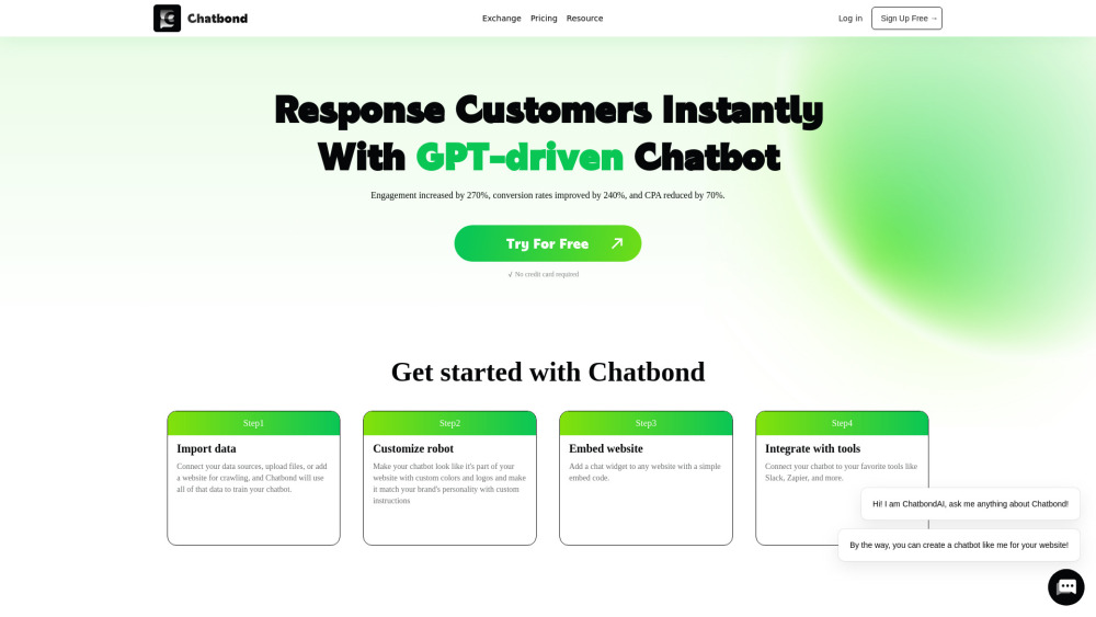 Chatbond AI Chatbot: Instant Customer Response Automation Builder