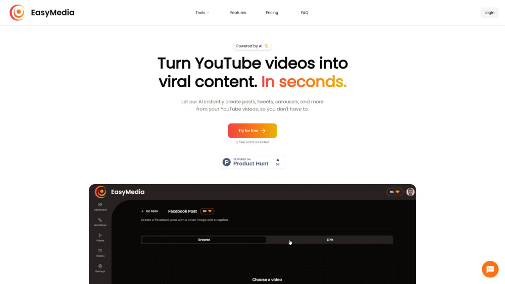 EasyMedia AI: Convert YouTube Videos to Social Media Content Easily