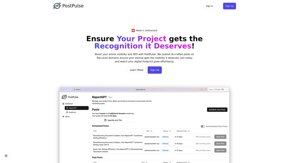 PostPulse: SEO-Optimized SaaS Content Marketing Platform for Growth