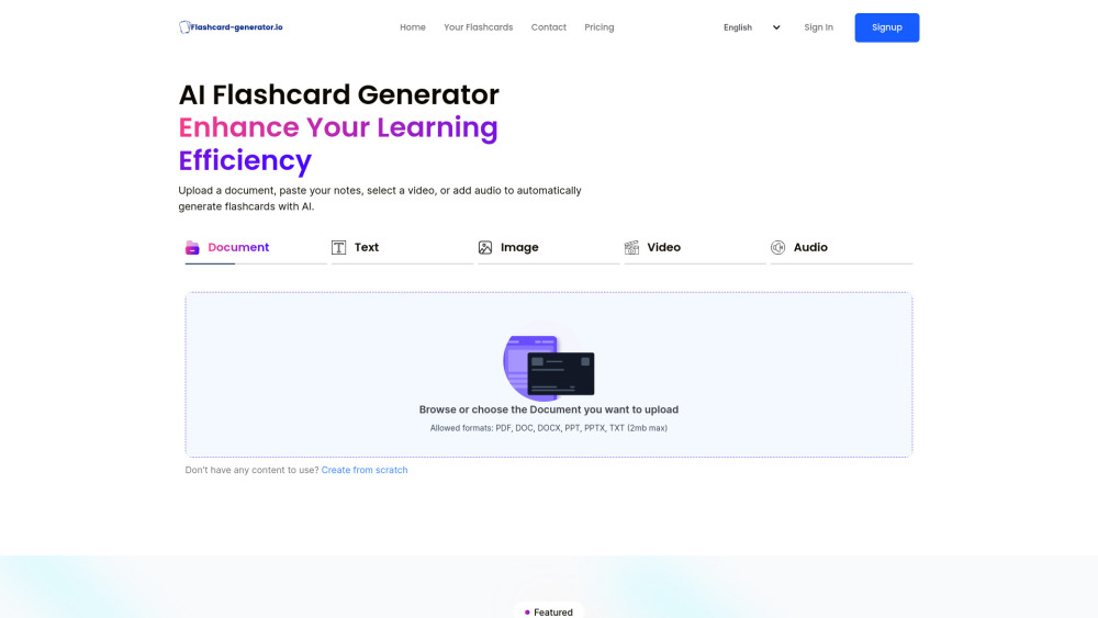 Flashcard Generator: AI Tool for Fast and Easy Flashcard Creation