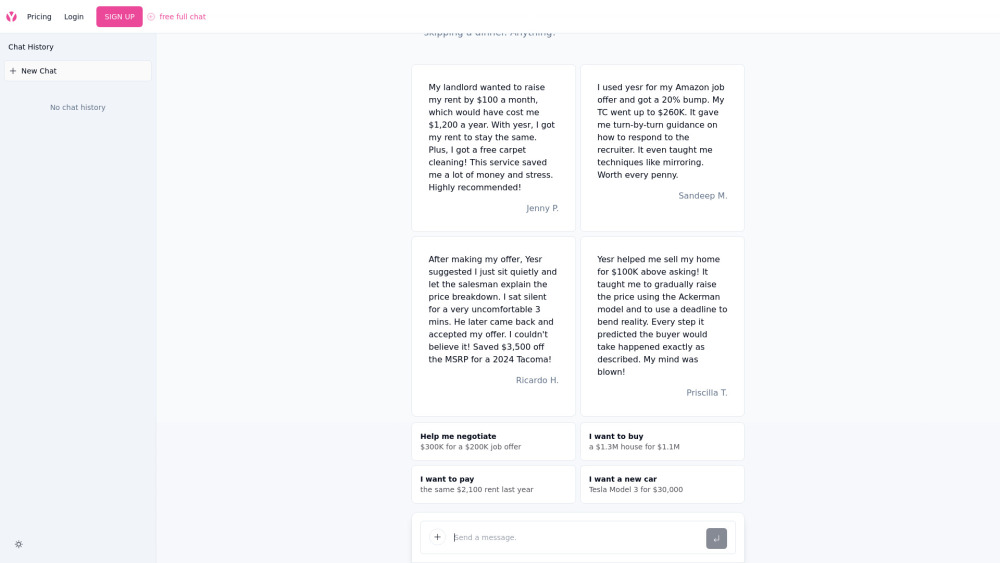Yesr AI Negotiator: AI Coach for Salary, Home, Car, Rent Deals