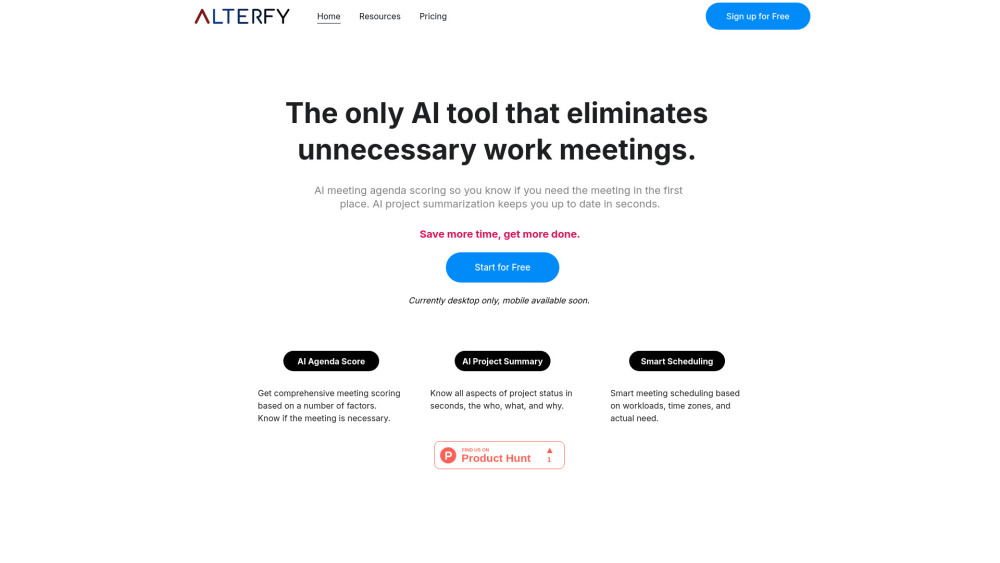 Alterfy: AI Platform to Minimize & Reduce Unnecessary Meetings