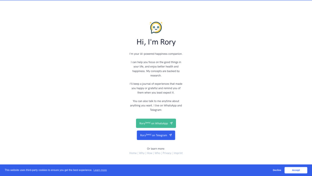 Rory AI: AI Companion for Happiness & Positivity - Boost Your Joy