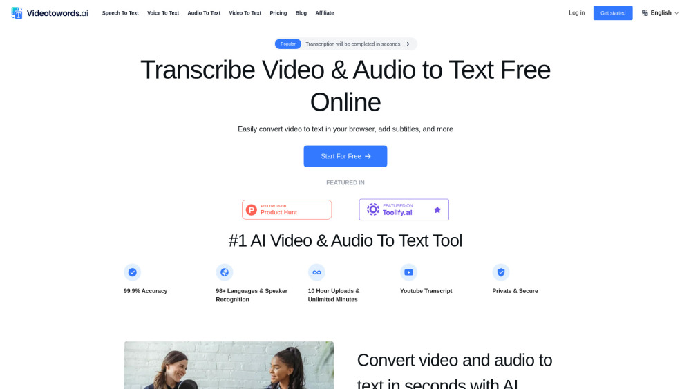 VideoToWords.ai: AI Transcription for Audio & Video Files - Accurate