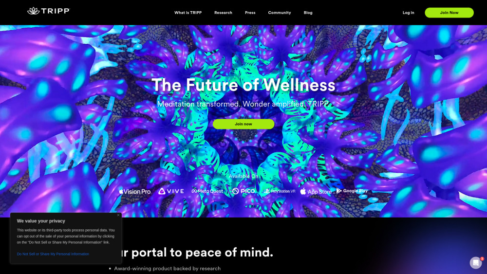 TRIPP : Personalized AI Meditation for Deep Relaxation & Calm