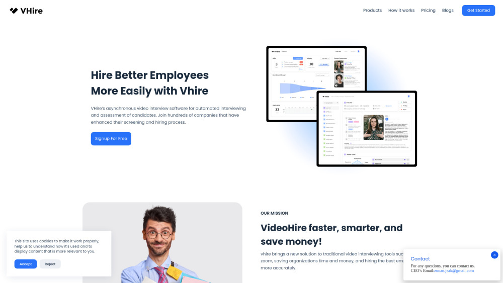 VHire: AI Video Interviews for Efficient Candidate Assessment Platform