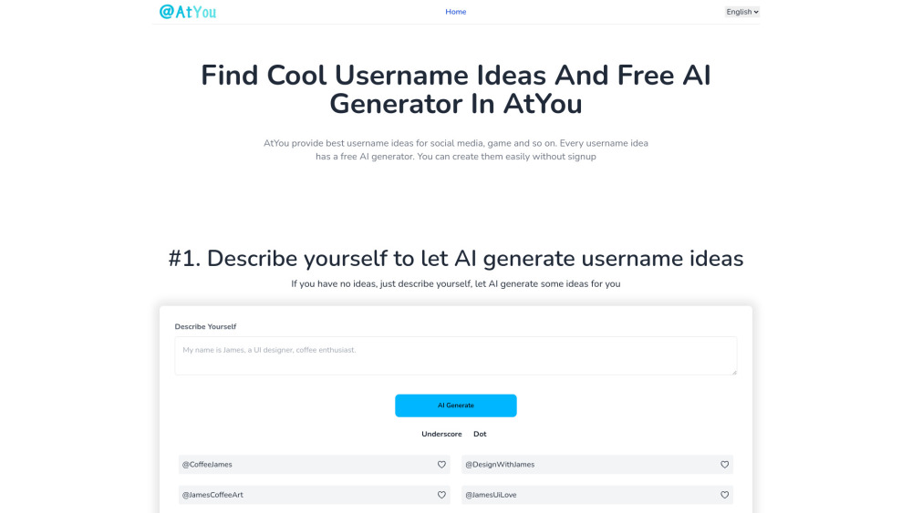 AtYou: AI-Crafted Unique Usernames Instantly and Effortlessly