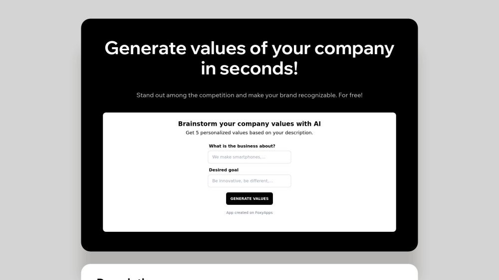 Company Values Generator: AI Tool for Defining Core Business Values