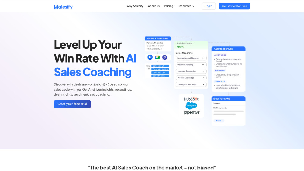 Salesify: AI Sales Coaching Tool for Sales Teams & Performance Optimization