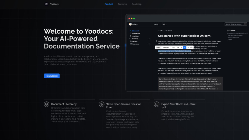 Yoodocs: AI-Powered SaaS for Content Creation & Management