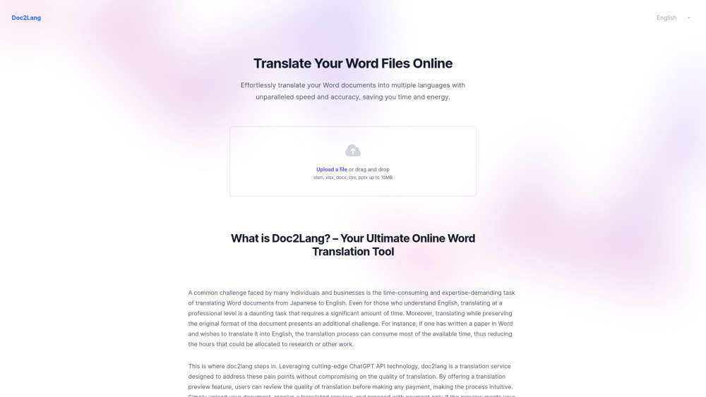 Doc2Lang: Word Translator with ChatGPT API - Fast, Accurate, Online