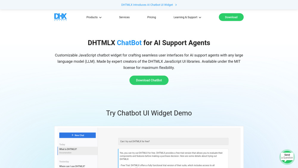 DHTMLX ChatBot: AI Support Widget for Seamless Conversations