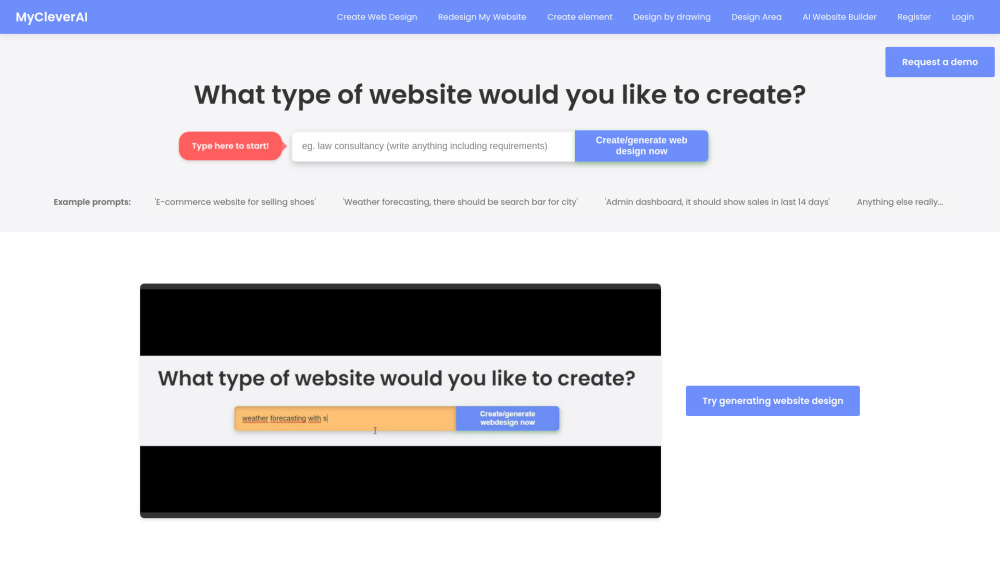 MyCleverAI: AI Website Builder for Effortless Web Design Creation