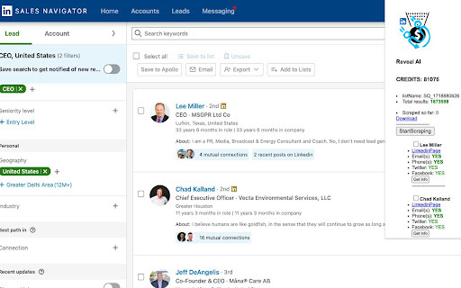 Reveal AI: Extract LinkedIn Leads & Contact Databases - Chrome Extension